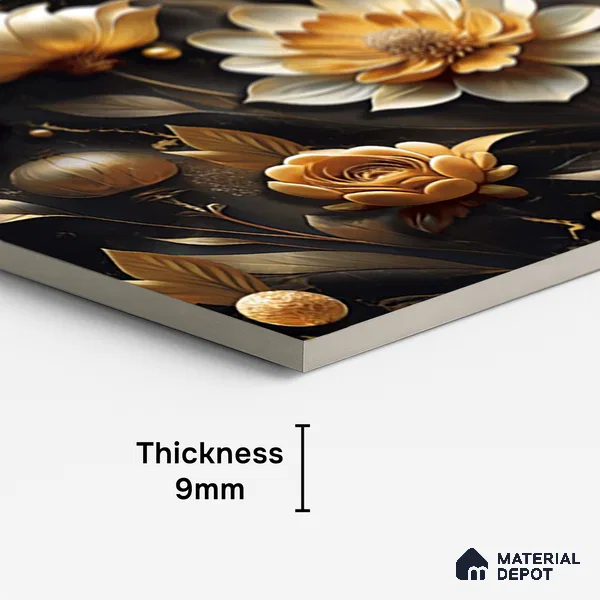 Floral Wall Tile TL 08898 | High Gloss Finish 4 ft x 2 ft Vitrified Tile - 9 mm | Suitable for Bathroom, Accent/Feature Wall, Bedroom