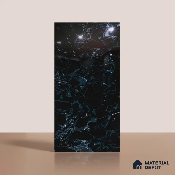 Marble Look Wall & Floor Tile TL 08902 | High Gloss Finish 4 ft x 2 ft Vitrified Tile - 9 mm | Suitable For Kitchen, Bathroom, Bedroom & Office