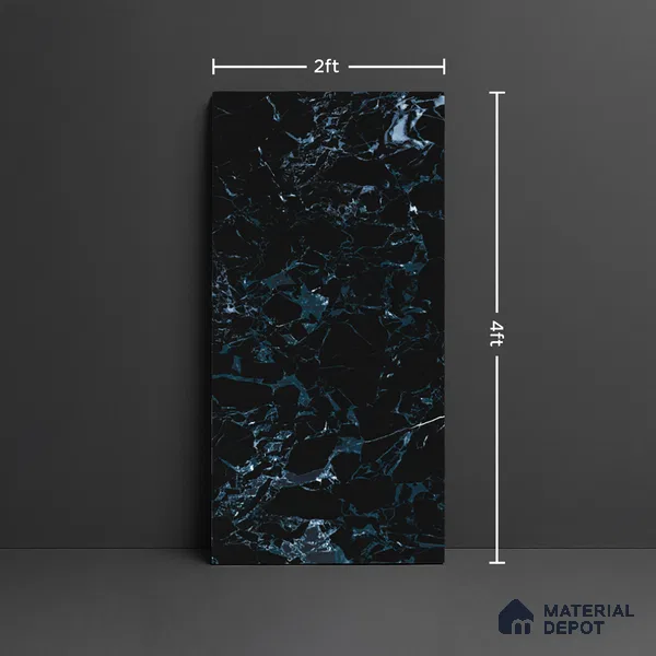 Marble Look Wall & Floor Tile TL 08902 | High Gloss Finish 4 ft x 2 ft Vitrified Tile - 9 mm | Suitable For Kitchen, Bathroom, Bedroom & Office