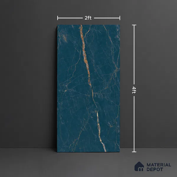 Marble Look Wall & Floor Tile TL 08914 B | High Gloss Finish 4 ft x 2 ft Vitrified Tile - 9 mm | Suitable For Kitchen, Bathroom, Bedroom & Office