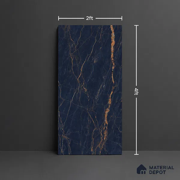 Marble Look Wall & Floor Tile TL 08914 | High Gloss Finish 4 ft x 2 ft Vitrified Tile - 9 mm | Suitable For Kitchen, Bathroom, Bedroom & Office