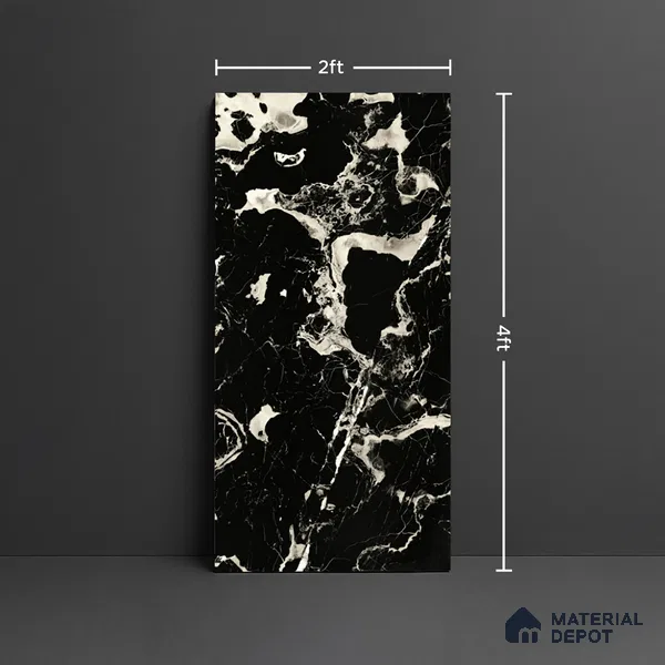 Marble Look Wall & Floor Tile TL 08901 | High Gloss Finish 4 ft x 2 ft Vitrified Tile - 9 mm | Suitable For Kitchen, Bathroom, Bedroom & Office