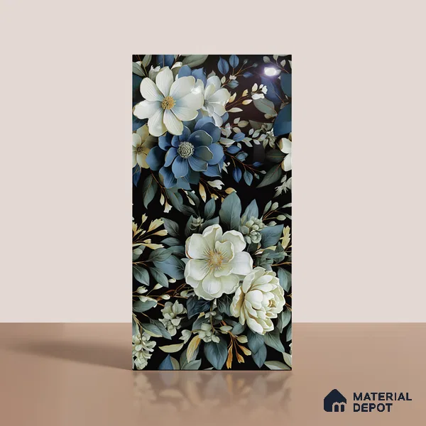 Floral Wall Tile TL 08903 | High Gloss Finish 4 ft x 2 ft Vitrified Tile - 9 mm | Suitable For Kitchen, Bathroom, Bedroom & Office