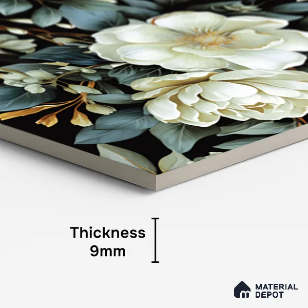 Floral Wall Tile TL 08903 | High Gloss Finish 4 ft x 2 ft Vitrified Tile - 9 mm | Suitable For Kitchen, Bathroom, Bedroom & Office