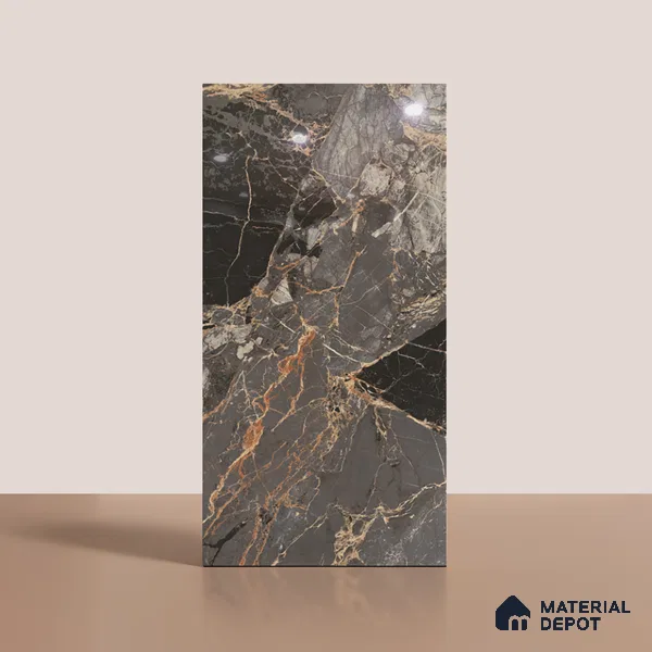Marble Look Wall & Floor Tile TL 08909 | High Gloss Finish 4 ft x 2 ft Vitrified Tile - 9 mm | Suitable For Kitchen, Bathroom, Bedroom & Office