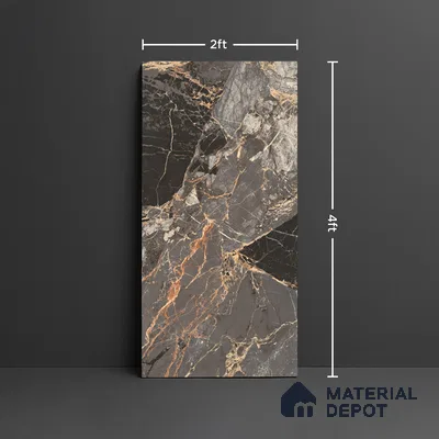 Marble Look Wall & Floor Tile TL 08909 | High Gloss Finish 4 ft x 2 ft Vitrified Tile - 9 mm | Suitable For Kitchen, Bathroom, Bedroom & Office