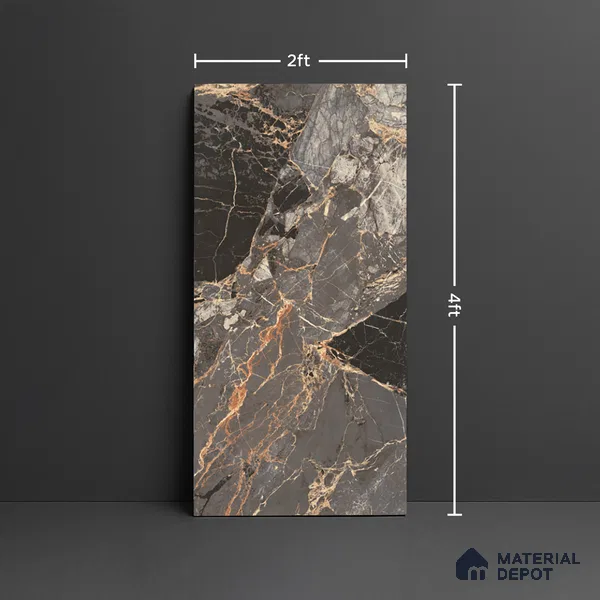 Marble Look Wall & Floor Tile TL 08909 | High Gloss Finish 4 ft x 2 ft Vitrified Tile - 9 mm | Suitable For Kitchen, Bathroom, Bedroom & Office