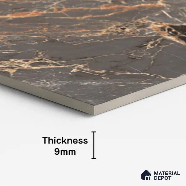 Marble Look Wall & Floor Tile TL 08909 | High Gloss Finish 4 ft x 2 ft Vitrified Tile - 9 mm | Suitable For Kitchen, Bathroom, Bedroom & Office