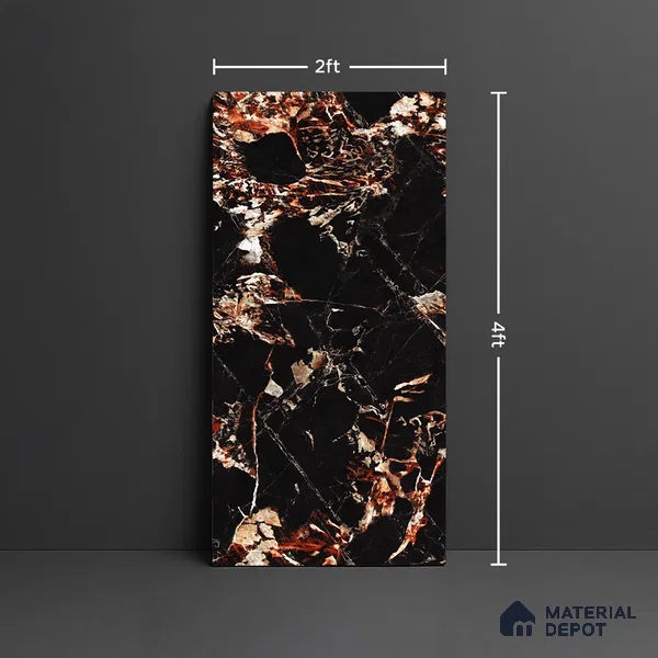 Stone Look Wall & Floor Tile TL 08911 | High Gloss Finish 4 ft x 2 ft Vitrified Tile - 9 mm | Suitable For Kitchen, Bathroom, Bedroom & Office