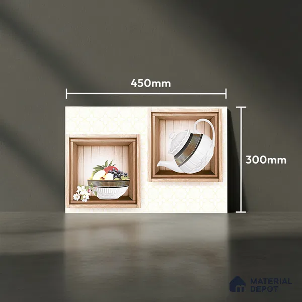 TL 02427 B Highlighter 2 Brown & White 18 x 12 inch Glossy Finish Ceramic Wall Tile - 7 mm