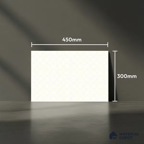 Patterned Wall Tile TL 02427 C Light Pastel Cream 18 x 12 inch Glossy Finish Ceramic Tile - 7 mm