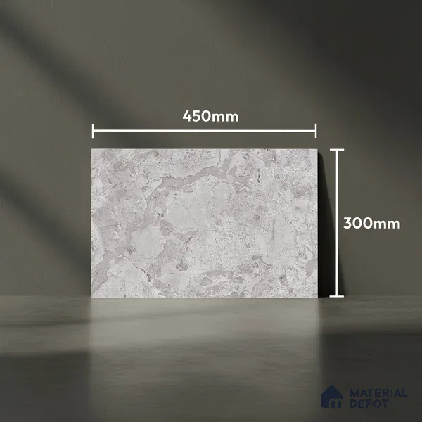 Marble Wall Tile TL 02421 B Dark Silver 18 x 12 inch Glossy Finish Ceramic Tile - 7 mm