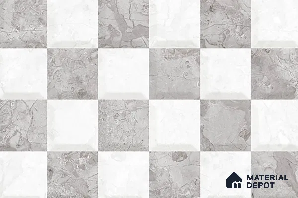 TL 02421 D Highlighter 2 Ash Grey & White 18 x 12 inch Glossy Finish Ceramic Wall Tile - 7 mm