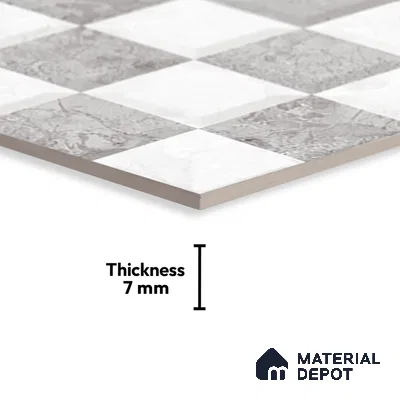 TL 02421 D Highlighter 2 Ash Grey & White 18 x 12 inch Glossy Finish Ceramic Wall Tile - 7 mm