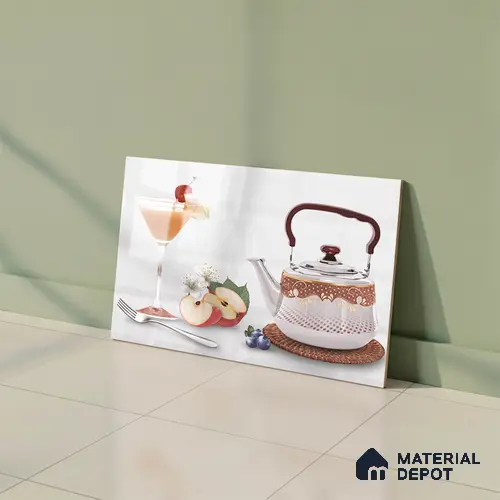 TL 02429 A Highlighter 1 Ice White & Brown 18 x 12 inch Glossy Finish Ceramic Wall Tile - 7 mm