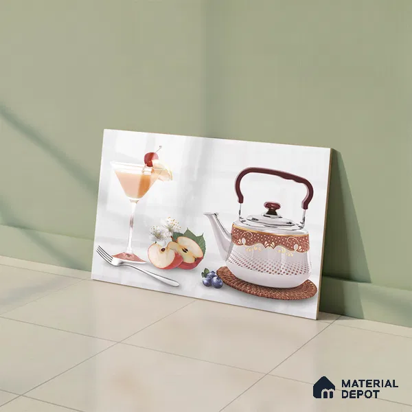 TL 02429 A Highlighter 1 Ice White & Brown 18 x 12 inch Glossy Finish Ceramic Wall Tile - 7 mm