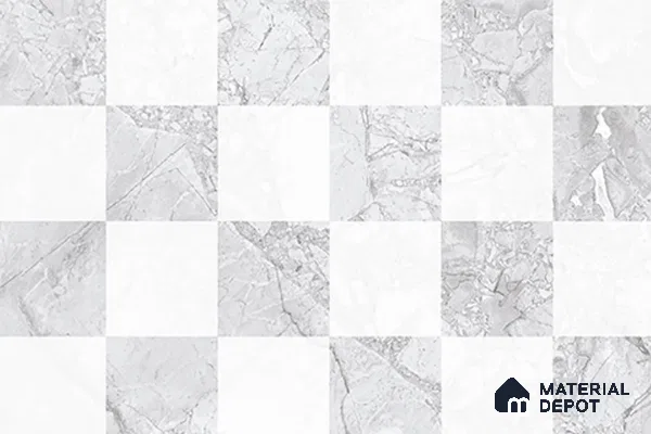 TL 02424 C Highlighter 2 Light Grey & White 18 x 12 inch Glossy Finish Ceramic Wall Tile - 7 mm
