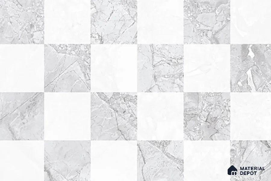TL 02424 C Highlighter 2 Light Grey & White 18 x 12 inch Glossy Finish Ceramic Wall Tile - 7 mm