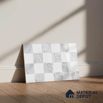 TL 02424 C Highlighter 2 Light Grey & White 18 x 12 inch Glossy Finish Ceramic Wall Tile - 7 mm