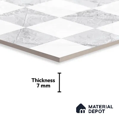 TL 02424 C Highlighter 2 Light Grey & White 18 x 12 inch Glossy Finish Ceramic Wall Tile - 7 mm