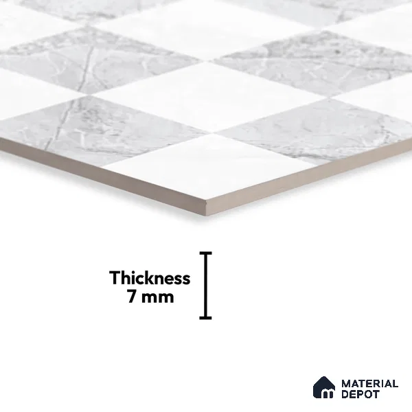 TL 02424 C Highlighter 2 Light Grey & White 18 x 12 inch Glossy Finish Ceramic Wall Tile - 7 mm