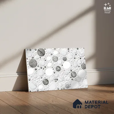 TL 02424 A Highlighter 1 Ice White & Grey 18 x 12 inch Glossy Finish Ceramic Wall Tile - 7 mm