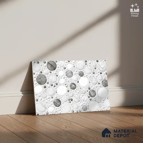 TL 02424 A Highlighter 1 Ice White & Grey 18 x 12 inch Glossy Finish Ceramic Wall Tile - 7 mm