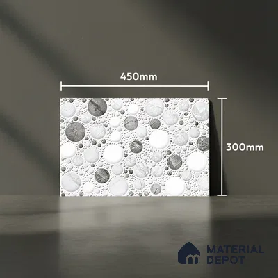 TL 02424 A Highlighter 1 Ice White & Grey 18 x 12 inch Glossy Finish Ceramic Wall Tile - 7 mm