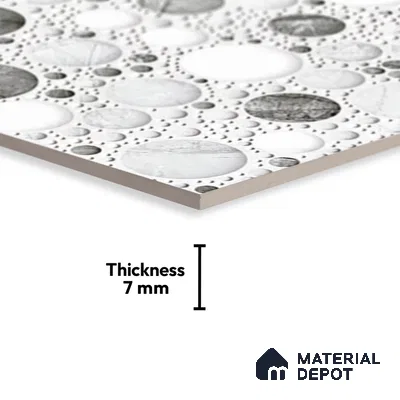 TL 02424 A Highlighter 1 Ice White & Grey 18 x 12 inch Glossy Finish Ceramic Wall Tile - 7 mm