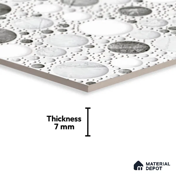 TL 02424 A Highlighter 1 Ice White & Grey 18 x 12 inch Glossy Finish Ceramic Wall Tile - 7 mm