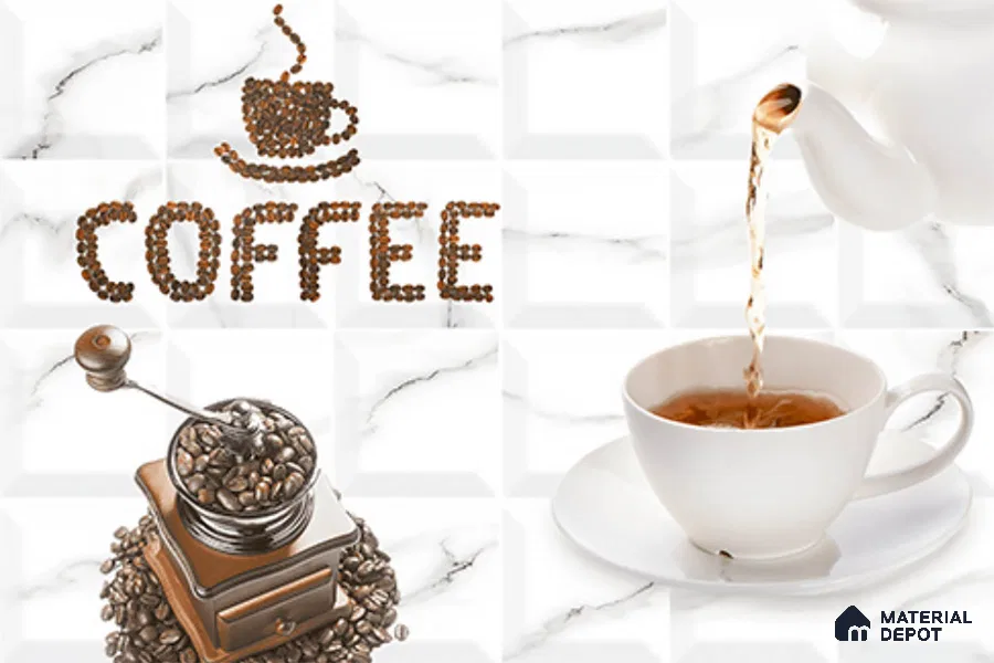 TL 02431 B Highlighter 2 Ice White & Coffee 18 x 12 inch Glossy Finish Ceramic Wall Tile - 7 mm