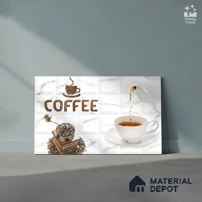 TL 02431 B Highlighter 2 Ice White & Coffee 18 x 12 inch Glossy Finish Ceramic Wall Tile - 7 mm