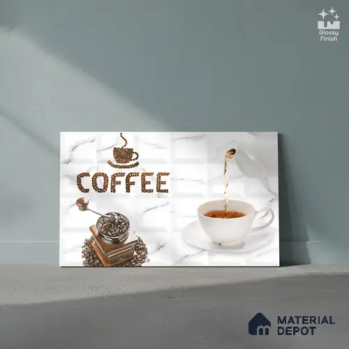 TL 02431 B Highlighter 2 Ice White & Coffee 18 x 12 inch Glossy Finish Ceramic Wall Tile - 7 mm