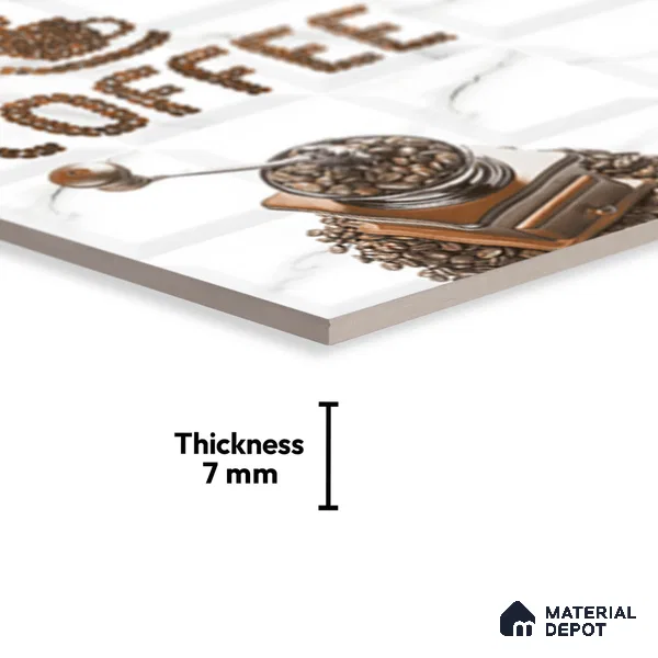 TL 02431 B Highlighter 2 Ice White & Coffee 18 x 12 inch Glossy Finish Ceramic Wall Tile - 7 mm