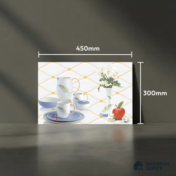 TL 02430 B Highlighter 2 Polar White & Blue 18 x 12 inch Glossy Finish Ceramic Wall Tile - 7 mm