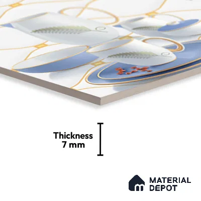 TL 02430 B Highlighter 2 Polar White & Blue 18 x 12 inch Glossy Finish Ceramic Wall Tile - 7 mm