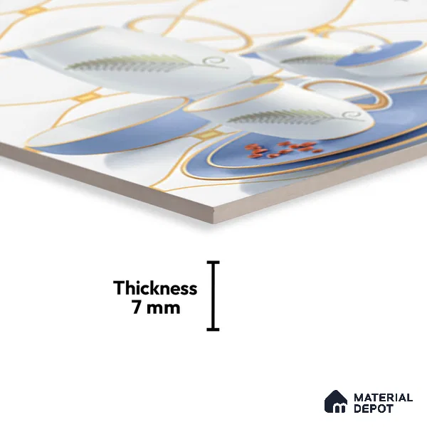 TL 02430 B Highlighter 2 Polar White & Blue 18 x 12 inch Glossy Finish Ceramic Wall Tile - 7 mm