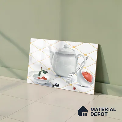 TL 02430 A Highlighter 1 Polar White & Red 18 x 12 inch Glossy Finish Ceramic Wall Tile - 7 mm
