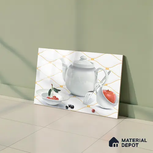 TL 02430 A Highlighter 1 Polar White & Red 18 x 12 inch Glossy Finish Ceramic Wall Tile - 7 mm