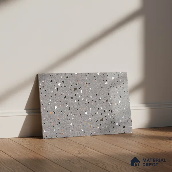 Terrazzo Wall Tile TL 02432 B Dark Slate Grey 18 x 12 inch Glossy Finish Ceramic Tile - 7 mm