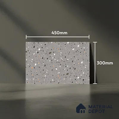 Terrazzo Wall Tile TL 02432 B Dark Slate Grey 18 x 12 inch Glossy Finish Ceramic Tile - 7 mm