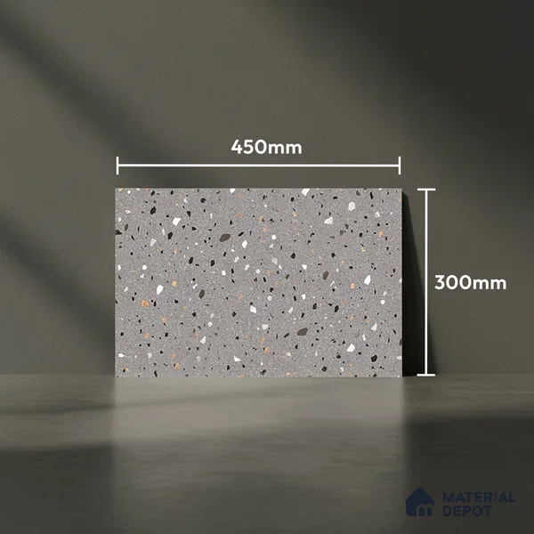 Terrazzo Wall Tile TL 02432 B Dark Slate Grey 18 x 12 inch Glossy Finish Ceramic Tile - 7 mm