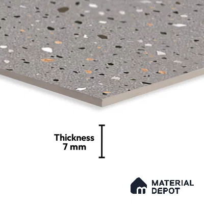 Terrazzo Wall Tile TL 02432 B Dark Slate Grey 18 x 12 inch Glossy Finish Ceramic Tile - 7 mm