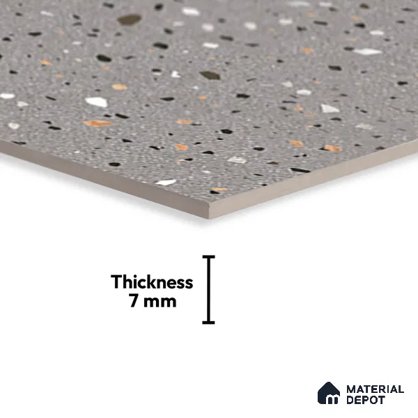 Terrazzo Wall Tile TL 02432 B Dark Slate Grey 18 x 12 inch Glossy Finish Ceramic Tile - 7 mm