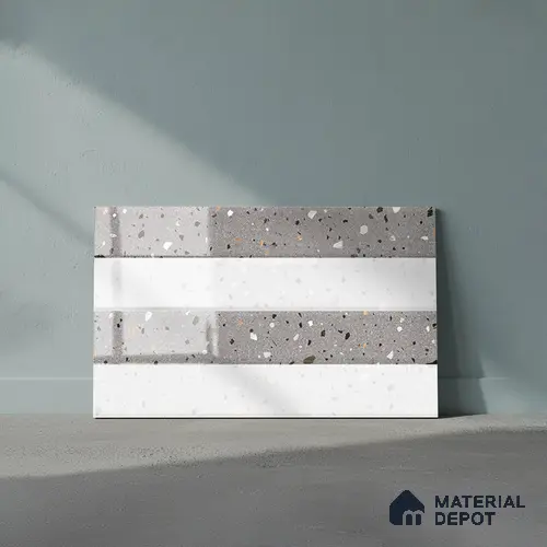 TL 02432 C Highlighter 1 Terrazzo Grey 18 x 12 inch Glossy Finish Ceramic Wall Tile - 7 mm