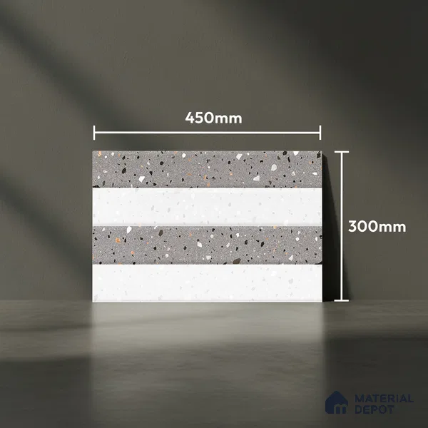 TL 02432 C Highlighter 1 Terrazzo Grey 18 x 12 inch Glossy Finish Ceramic Wall Tile - 7 mm