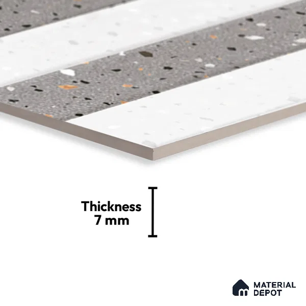 TL 02432 C Highlighter 1 Terrazzo Grey 18 x 12 inch Glossy Finish Ceramic Wall Tile - 7 mm