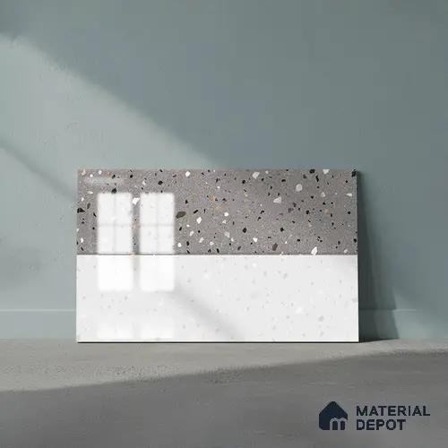 TL 02432 D Highlighter 2 Terrazzo White 18 x 12 inch Glossy Finish Ceramic Wall Tile - 7 mm
