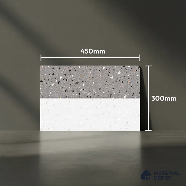 TL 02432 D Highlighter 2 Terrazzo White 18 x 12 inch Glossy Finish Ceramic Wall Tile - 7 mm