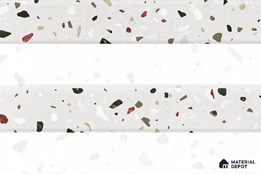 TL 02433 C Highlighter 1 White & Light Grey 18 x 12 inch Glossy Finish Ceramic Wall Tile - 7 mm